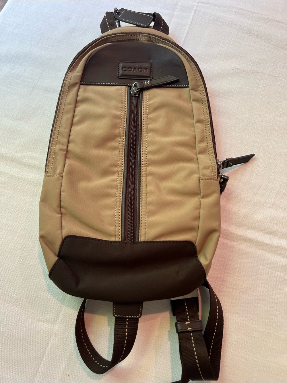 Coach Varick Men's Tan and Brown Crossbody Sling Bag